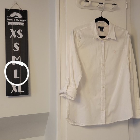 U.S Polo Assn. White Button up Dress Shirt (L) - Picture 4 of 5